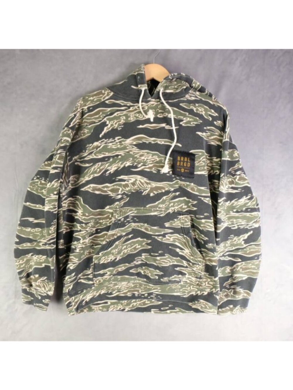 Barbell Brigade Hoodie Mens Medium Tiger Stripe Camo Pullover Fleece